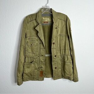 Holding Horses Jacket Anthropologie Small Women Green Military Army Cinching C1